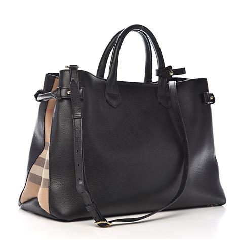 burberry medium grainy|BURBERRY Grainy Calfskin House Check Medium Banner Tote .